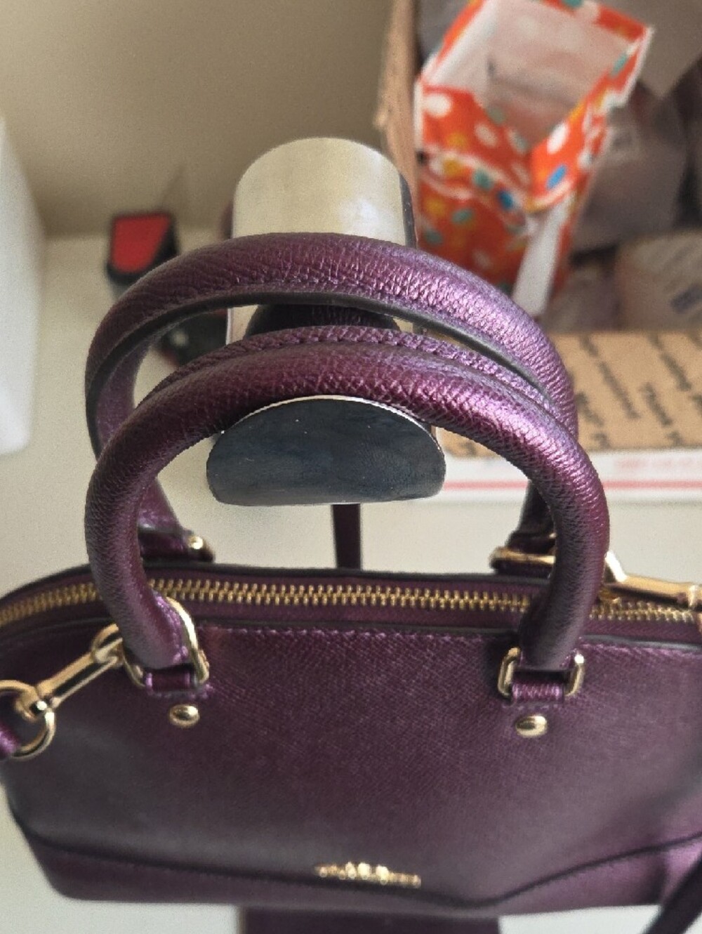Coach Purple Dome Satchel with Gold Hardware - Picture 3 of 8